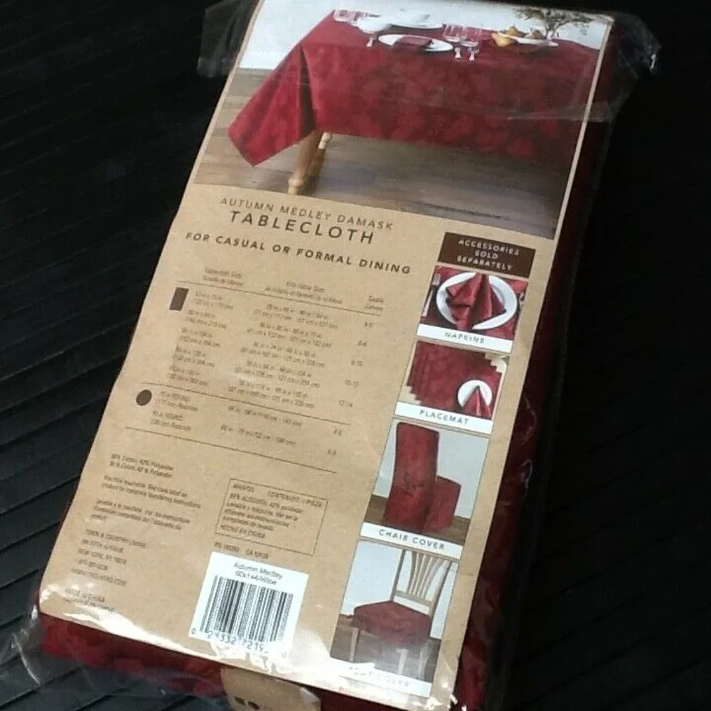new Autumn Medley WINE-color 60 x 144 inch Damask Tablecloth (Seats 12 to 14)